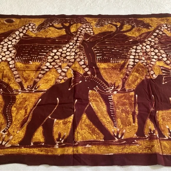African wax print handmade batik fabric wall hangings lot of 3 - 33” x 45” - Picture 5 of 14